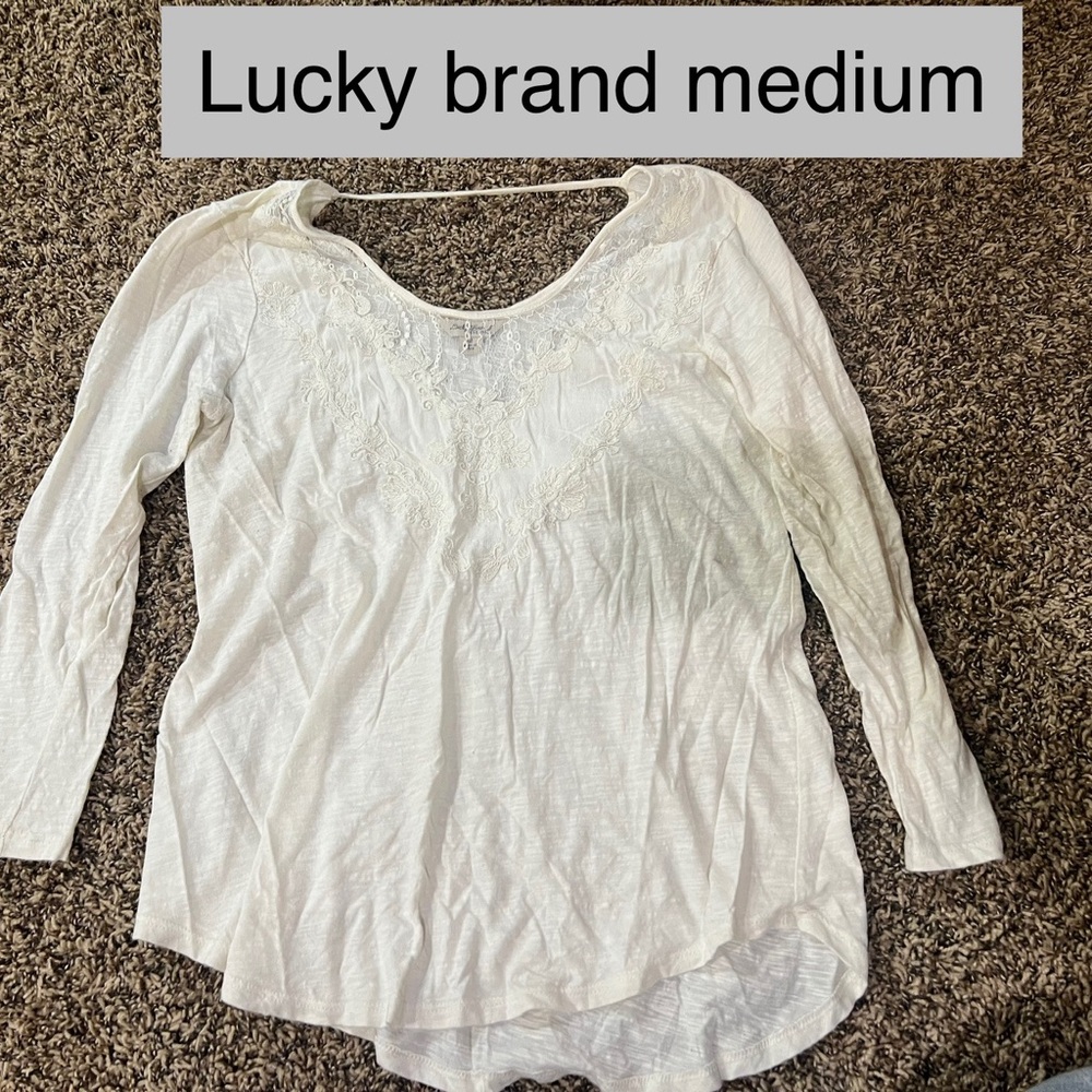 Lucky Brand White Fitted Blouse